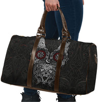 Fenrir Wolf and Vegvisir Viking Travel Bag Nordic Celtic Knotwork Black and Red Tribal Art