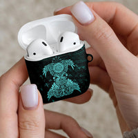 Valknut Ravens and Vegvisir Helm of Awe AirPods Case Viking Nordic Celtic Knotwork Turquoise Runic Art