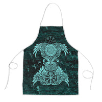 Valknut Ravens and Vegvisir Helm of Awe Apron Viking Nordic Celtic Knotwork Turquoise Runic Art