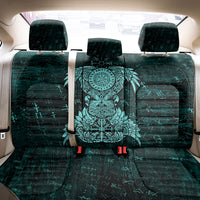 Valknut Ravens and Vegvisir Helm of Awe Back Car Seat Cover Viking Nordic Celtic Knotwork Turquoise Runic Art