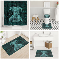 Valknut Ravens and Vegvisir Helm of Awe Bathroom Set Viking Nordic Celtic Knotwork Turquoise Runic Art