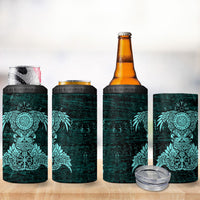 Valknut Ravens and Vegvisir Helm of Awe 4 in 1 Can Cooler Tumbler Viking Nordic Celtic Knotwork Turquoise Runic Art