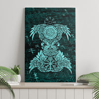 Valknut Ravens and Vegvisir Helm of Awe Canvas Wall Art Viking Nordic Celtic Knotwork Turquoise Runic Art