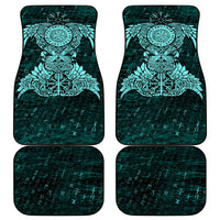 Valknut Ravens and Vegvisir Helm of Awe Car Mats Viking Nordic Celtic Knotwork Turquoise Runic Art