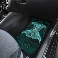 Valknut Ravens and Vegvisir Helm of Awe Car Mats Viking Nordic Celtic Knotwork Turquoise Runic Art