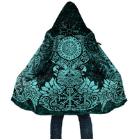 Valknut Ravens and Vegvisir Helm of Awe Cloak Viking Nordic Celtic Knotwork Turquoise Runic Art
