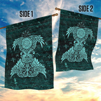 Valknut Ravens and Vegvisir Helm of Awe Garden Flag Viking Nordic Celtic Knotwork Turquoise Runic Art
