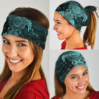 Valknut Ravens and Vegvisir Helm of Awe Neck Gaiter Viking Nordic Celtic Knotwork Turquoise Runic Art