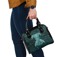 Valknut Ravens and Vegvisir Helm of Awe Shoulder Handbag Viking Nordic Celtic Knotwork Turquoise Runic Art