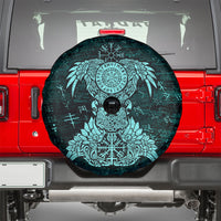 Valknut Ravens and Vegvisir Helm of Awe Spare Tire Cover Viking Nordic Celtic Knotwork Turquoise Runic Art