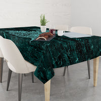 Valknut Ravens and Vegvisir Helm of Awe Tablecloth Viking Nordic Celtic Knotwork Turquoise Runic Art