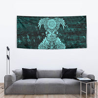 Valknut Ravens and Vegvisir Helm of Awe Tapestry Viking Nordic Celtic Knotwork Turquoise Runic Art