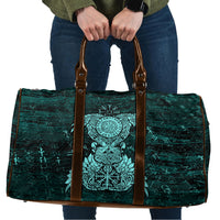 Valknut Ravens and Vegvisir Helm of Awe Travel Bag Viking Nordic Celtic Knotwork Turquoise Runic Art