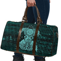 Valknut Ravens and Vegvisir Helm of Awe Travel Bag Viking Nordic Celtic Knotwork Turquoise Runic Art