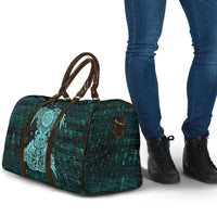 Valknut Ravens and Vegvisir Helm of Awe Travel Bag Viking Nordic Celtic Knotwork Turquoise Runic Art