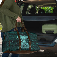 Valknut Ravens and Vegvisir Helm of Awe Travel Bag Viking Nordic Celtic Knotwork Turquoise Runic Art