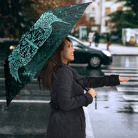 Valknut Ravens and Vegvisir Helm of Awe Umbrella Viking Nordic Celtic Knotwork Turquoise Runic Art