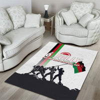 Malawi Independence Day Area Rug Patriotic Flag Design Soldier Silhouette