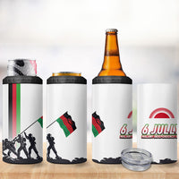 Malawi Independence Day 4 in 1 Can Cooler Tumbler Patriotic Flag Design Soldier Silhouette