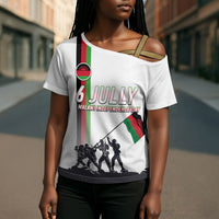 Malawi Independence Day Cross Shoulder Shirt Patriotic Flag Design Soldier Silhouette
