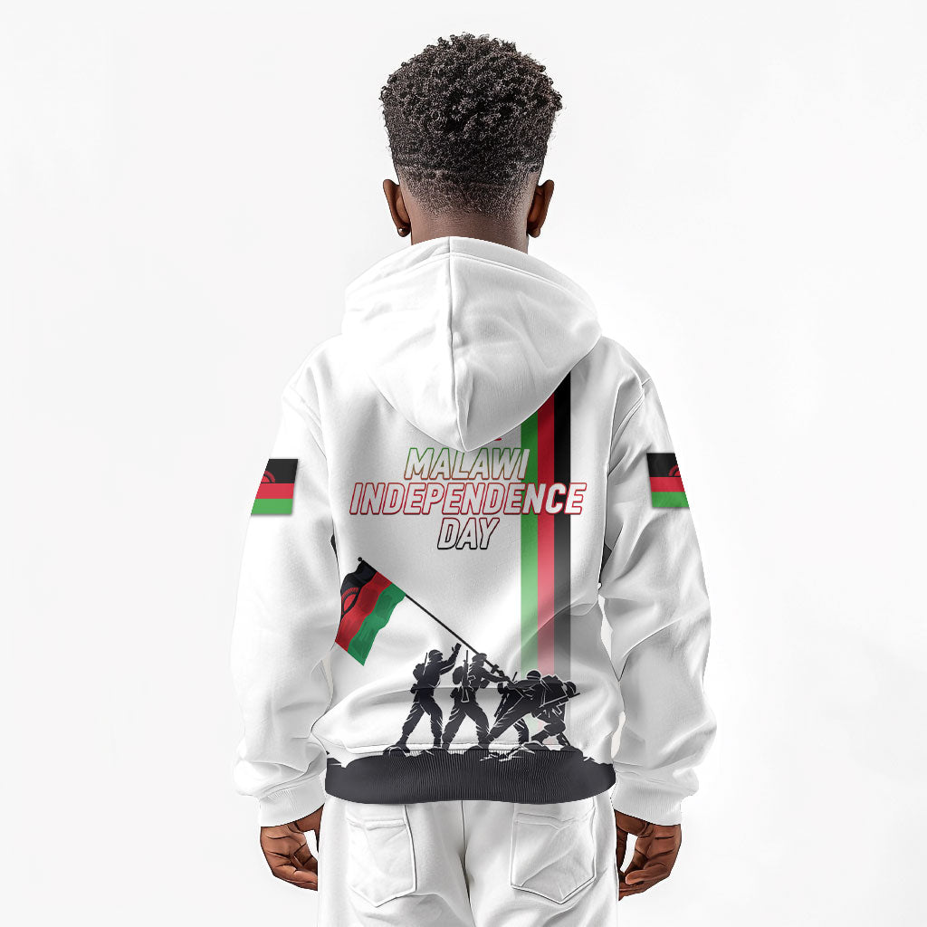 Malawi Independence Day Kid Hoodie Patriotic Flag Design Soldier Silhouette