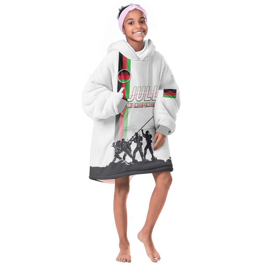 Malawi Independence Day Kid Wearable Blanket Hoodie Patriotic Flag Design Soldier Silhouette