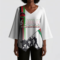 Malawi Independence Day Kimono Sleeve Blouse Patriotic Flag Design Soldier Silhouette