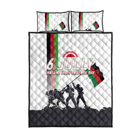 Malawi Independence Day Quilt Bed Set Patriotic Flag Design Soldier Silhouette