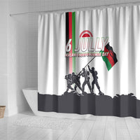 Malawi Independence Day Shower Curtain Patriotic Flag Design Soldier Silhouette