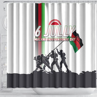 Malawi Independence Day Shower Curtain Patriotic Flag Design Soldier Silhouette