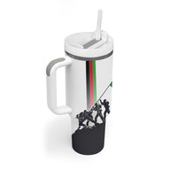 Malawi Independence Day Tumbler With Handle Patriotic Flag Design Soldier Silhouette