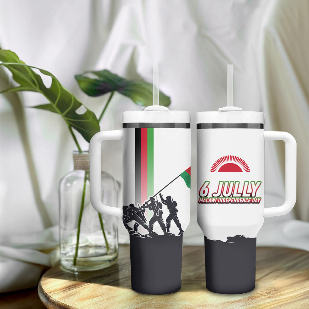Malawi Independence Day Tumbler With Handle Patriotic Flag Design Soldier Silhouette