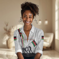 Malawi Independence Day Women Casual Shirt Patriotic Flag Design Soldier Silhouette