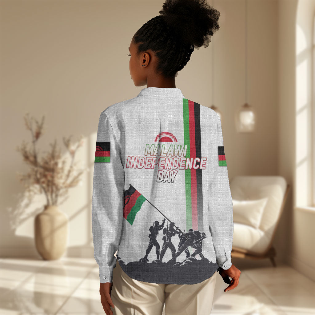 Malawi Independence Day Women Casual Shirt Patriotic Flag Design Soldier Silhouette