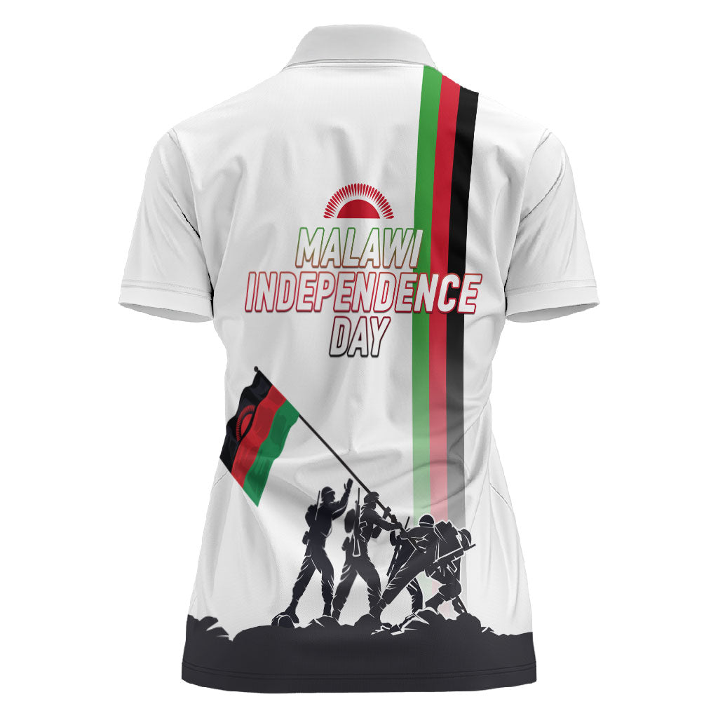 Malawi Independence Day Women Polo Shirt Patriotic Flag Design Soldier Silhouette