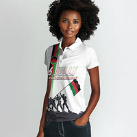 Malawi Independence Day Women Polo Shirt Patriotic Flag Design Soldier Silhouette