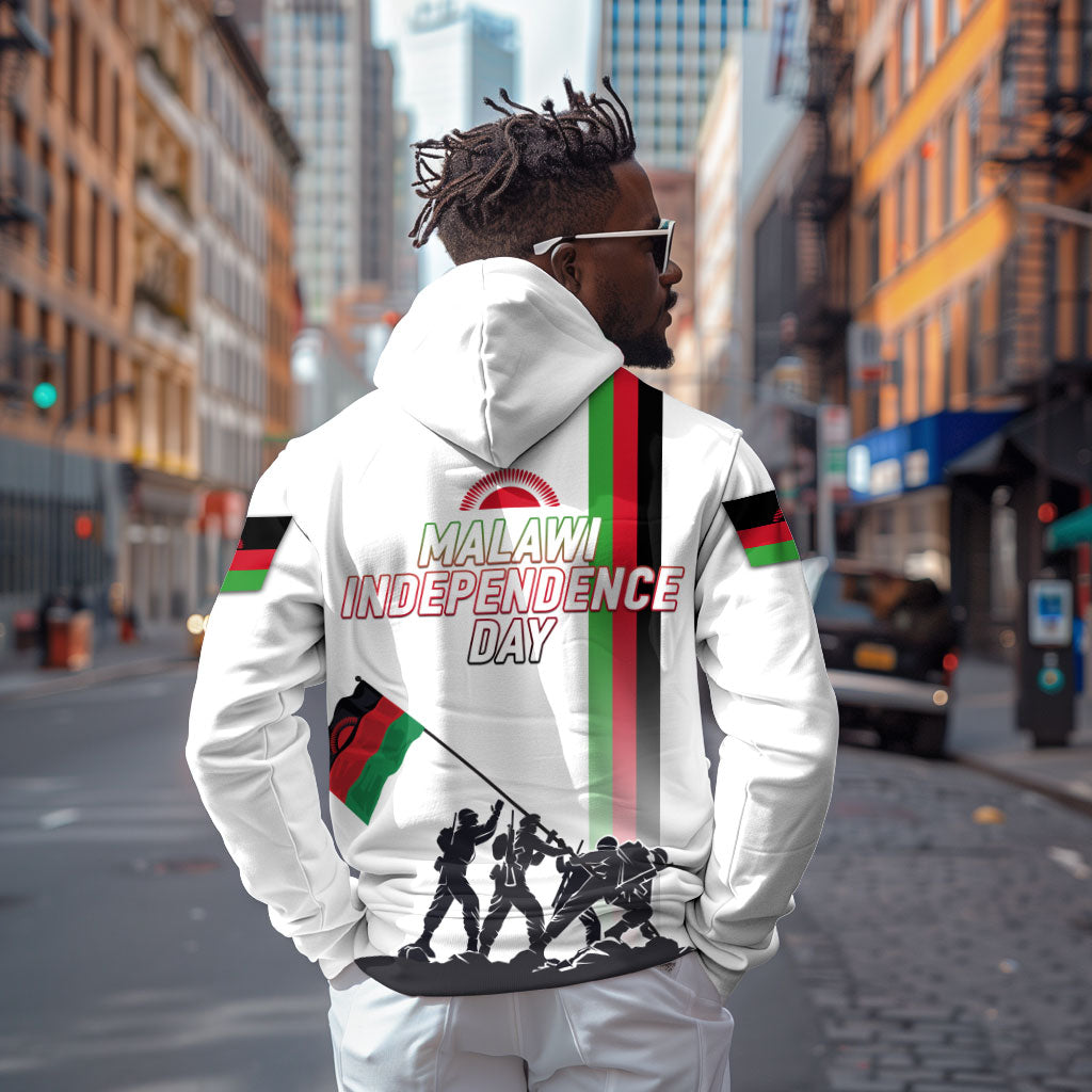 Malawi Independence Day Zip Hoodie Patriotic Flag Design Soldier Silhouette