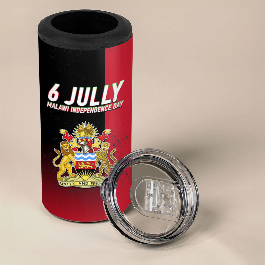 Malawi Independence Day 6 July 4 in 1 Can Cooler Tumbler Malawian Flag Grunge Soldier