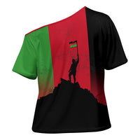 Malawi Independence Day 6 July Cross Shoulder Shirt Malawian Flag Grunge Soldier