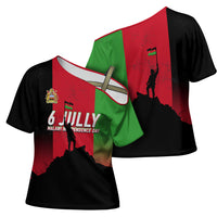 Malawi Independence Day 6 July Cross Shoulder Shirt Malawian Flag Grunge Soldier