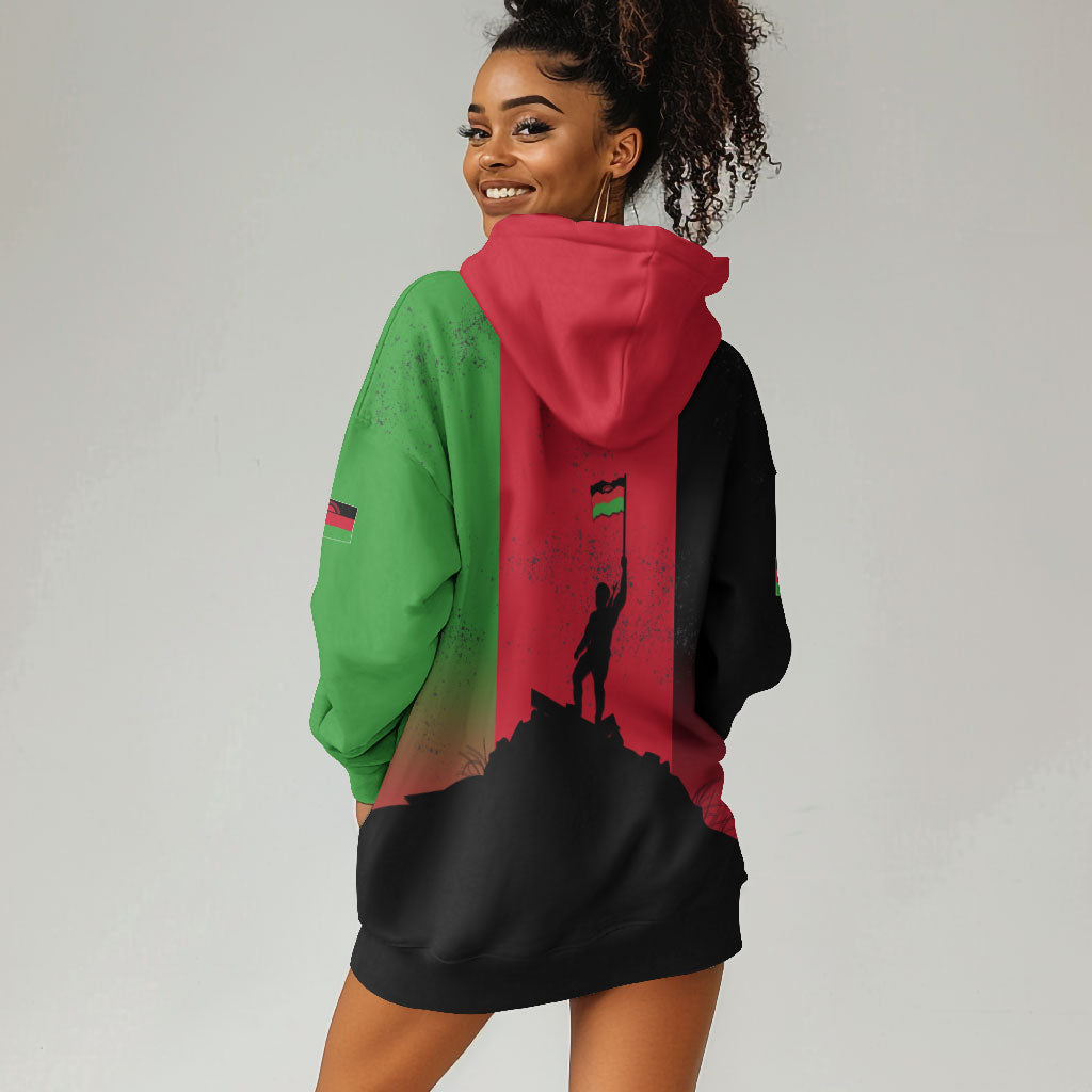 Malawi Independence Day 6 July Hoodie Dress Malawian Flag Grunge Soldier