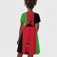 Malawi Independence Day 6 July Kid Short Sleeve Dress Malawian Flag Grunge Soldier
