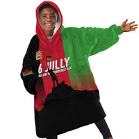 Malawi Independence Day 6 July Kid Wearable Blanket Hoodie Malawian Flag Grunge Soldier