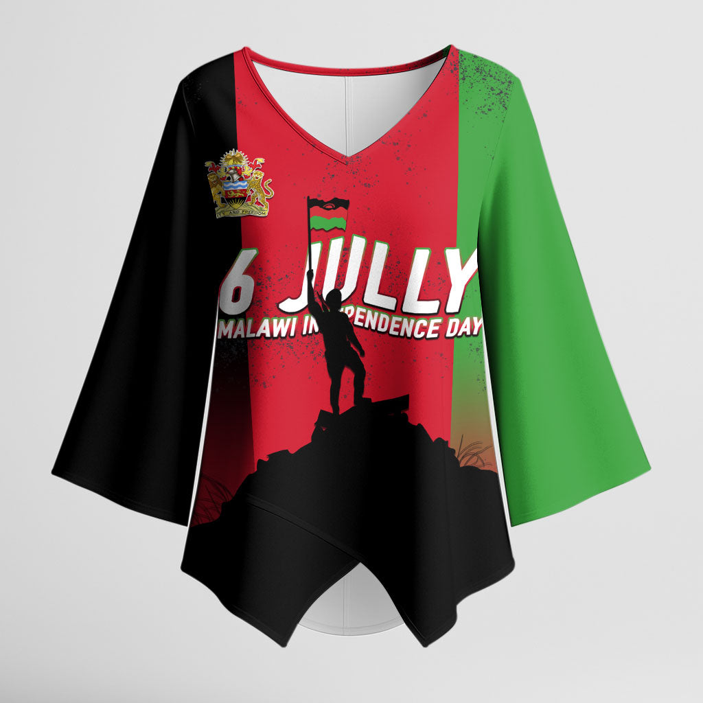 Malawi Independence Day 6 July Kimono Sleeve Blouse Malawian Flag Grunge Soldier