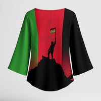 Malawi Independence Day 6 July Kimono Sleeve Blouse Malawian Flag Grunge Soldier