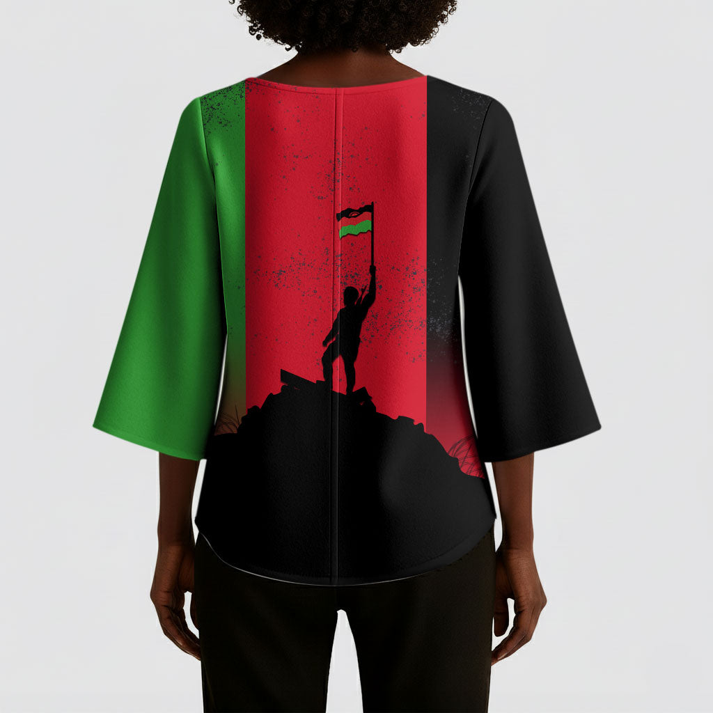 Malawi Independence Day 6 July Kimono Sleeve Blouse Malawian Flag Grunge Soldier