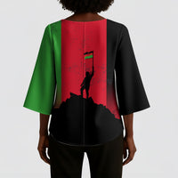 Malawi Independence Day 6 July Kimono Sleeve Blouse Malawian Flag Grunge Soldier