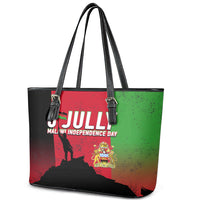 Malawi Independence Day 6 July Leather Tote Bag Malawian Flag Grunge Soldier