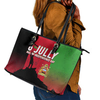 Malawi Independence Day 6 July Leather Tote Bag Malawian Flag Grunge Soldier