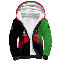 Malawi Independence Day 6 July Sherpa Hoodie Malawian Flag Grunge Soldier